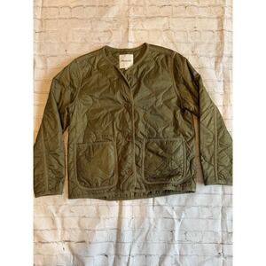 Madewell Quilted Jacket Liner Size Small Army Green Women's Button Closure